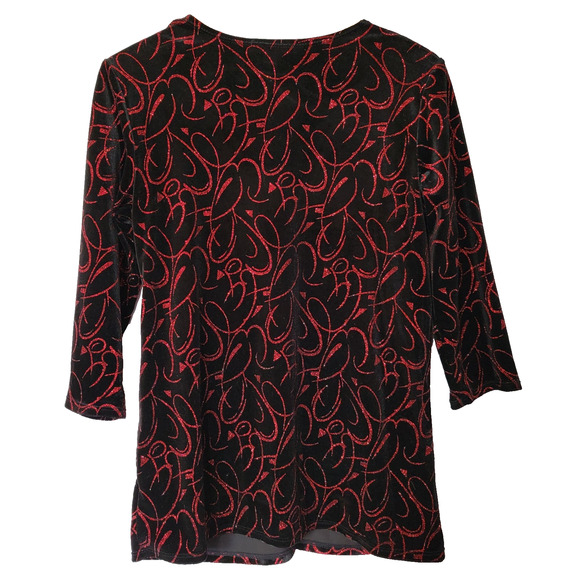 Black Velvet Red Sequin Top Sz S Christmas Holidays Sparkle Whimsygoth Notations - Picture 4 of 10